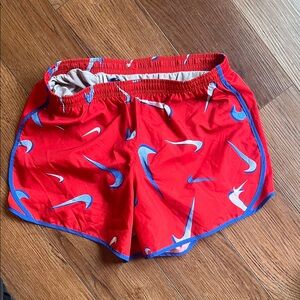 Nike Gray Dri-FIT Shorts with Red and Blue Accents